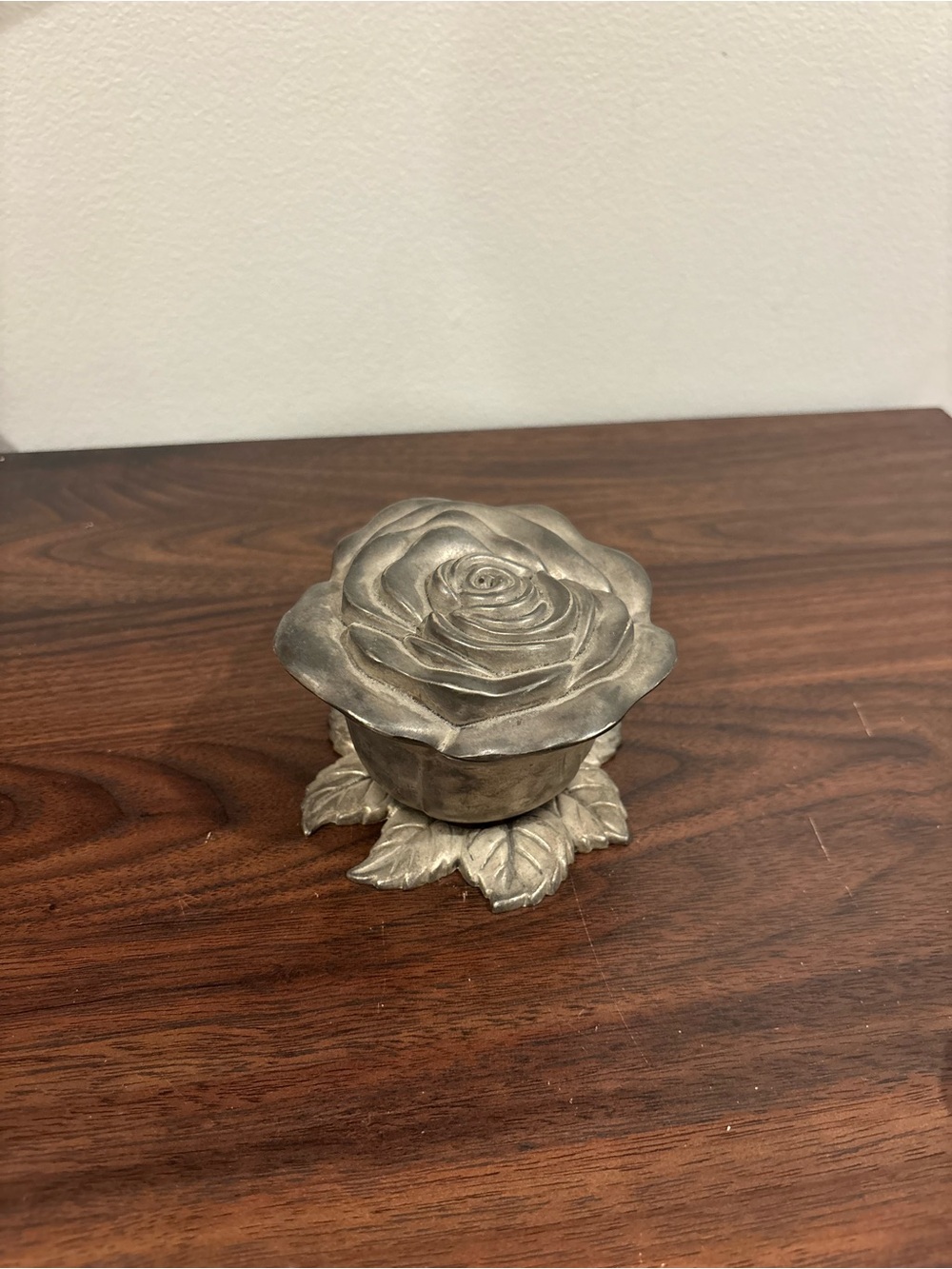 Vintage Godinger Rose Jewlery Trinket Box Silver Plated Metal